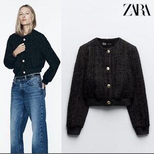 🔥🔥Zara textured weave bomber jacket